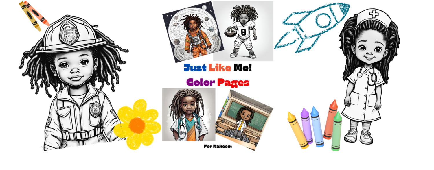 The Just Like Me Color Pages Logo banner